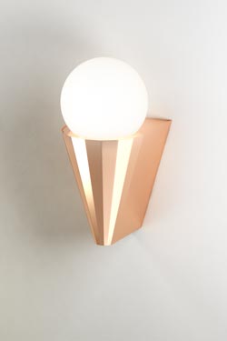 Cornet Bathroom wall light in polished copper. CVL Luminaires. 