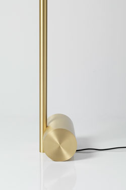 Calée XL large floor lamp, cylindrical base, satin brass and graphite. CVL Luminaires. 