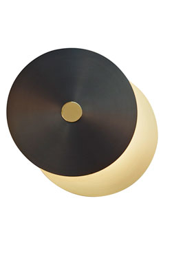 Small wall lamp 2 discs, satin brass-graphite-polished brass. CVL Luminaires. 