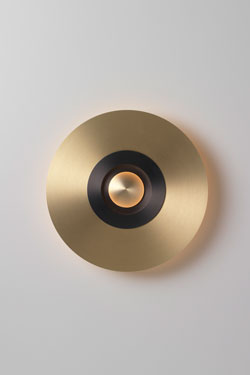 Earth-Sober wall lamp in satin brass and graphite small model. CVL Luminaires. 