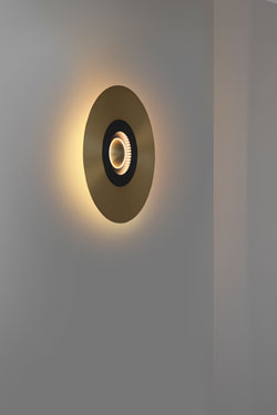 Earth-Sober wall lamp in satin brass and graphite small model. CVL Luminaires. 