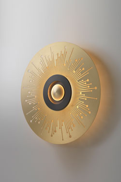 EARTH-SUN large satin brass wall lamp. CVL Luminaires. 