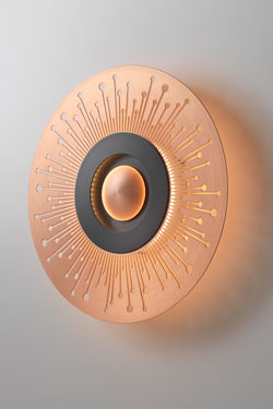 EARTH-SUN small copper and graphite wall lamp. CVL Luminaires. 