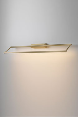 LINK 725 rectangular wall lamp in satin brass, LED lighting. CVL Luminaires. 