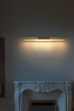 LINK 725 rectangular wall lamp in satin brass, LED lighting. CVL Luminaires. 
