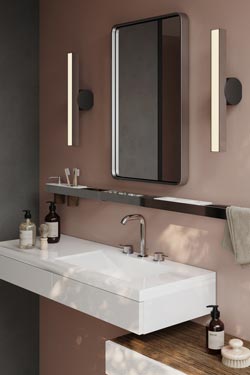 Callée V2 satin nickel and graphite bathroom wall lamp. CVL Luminaires. 