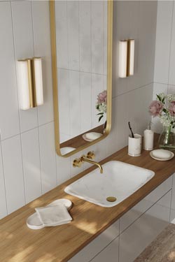 Gamma applique de salle de bain 2 lumières en cuivre satiné. CVL Luminaires. 