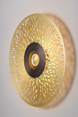 Atmos Racine large round brass wall light. CVL Luminaires. 