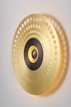 Atmos pop large contemporary gold wall light. CVL Luminaires. 