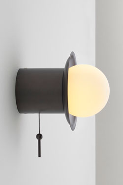 Janed glass ball wall light with pull cord. CVL Luminaires. 