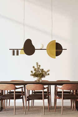 Nacho grande suspension inspiration etnique avec boule de verre opale. CVL Luminaires. 