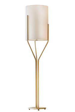 Arborescence floor lamp S, golden stems and lampshade in White Drop Paper . CVL Luminaires. 