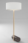 Calée XL large floor lamp, cylindrical base, satin brass and graphite. CVL Luminaires. 