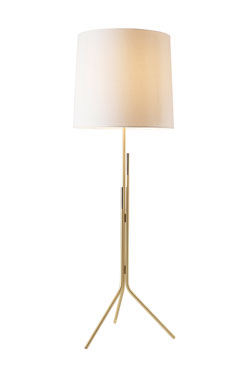 Design floor lamp, matte and glossy gold, Ellis. CVL Luminaires. 
