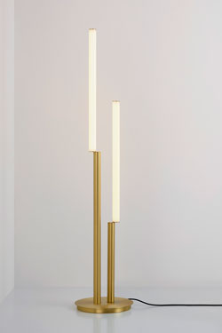 Signal duo floor lamp in satin brass. CVL Luminaires. 