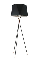 Grand lampadaire trépied en métal noir et cuivre Solitaire. CVL Luminaires. Grand lampadaire trépied en métal noir et cuivre Solitaire. CVL Luminaires.