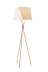 Lampadaire trépied en laiton satiné et laiton poli petit modèle Solitaire. CVL Luminaires. Lampadaire trépied en laiton satiné et laiton poli petit modèle Solitaire. CVL Luminaires.