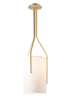 Pendant Arborescence XXS, satin Brass, Drop Paper Shade. CVL Luminaires. 