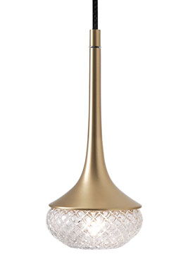 Flea contemporary pendant lamp in gold trumpet. CVL Luminaires. 