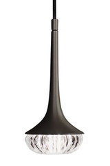 Flea pendant in satin brass, pressed glass and black cable. CVL Luminaires. 