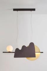 Nacho small graphic pendant lamp in solid brass and opal glass. CVL Luminaires. 