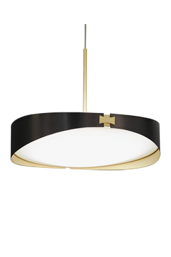 RING pendant in  brass satin and graphite  finish and white diffuser. CVL Luminaires. 