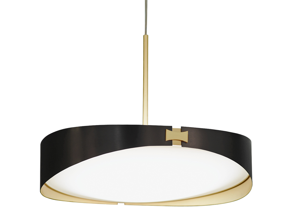 RING pendant in  brass satin and graphite  finish and white diffuser. CVL Luminaires. 