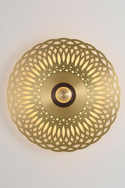 Atmos Lace large gold mandala wall lamp. CVL Luminaires. 