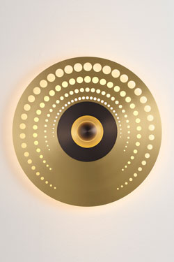Atmos pop large contemporary gold wall light. CVL Luminaires. 