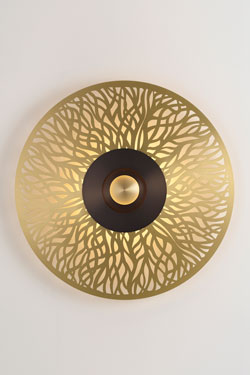 Atmos Racine large round brass wall light. CVL Luminaires. 