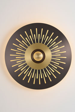 Atmos Stella large black and gold wall lamp in solid brass. CVL Luminaires. 