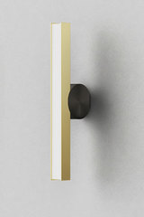 Calée wall lamp, vertical, minimalist design, graphite button and gold trim Calée wall lamp, vertical, minimalist design, graphite button and gold trim