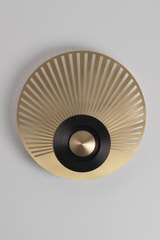 Earth-Radian wall light, disc, eccentric, satin brass and graphite. CVL Luminaires. 