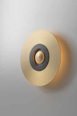 Earth-Sober wall lamp in satin brass and graphite small model. CVL Luminaires. 