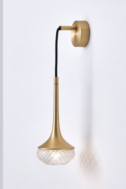 Flea contemporary wall light in gold trumpet. CVL Luminaires. 