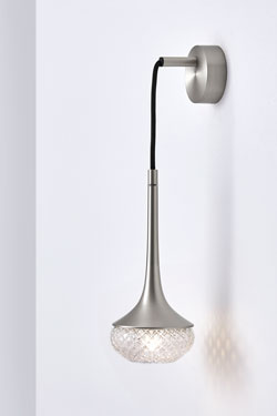 Flea sconce in satin nickel trumpet. CVL Luminaires. 