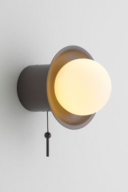 Janed glass ball wall light with pull cord. CVL Luminaires. 