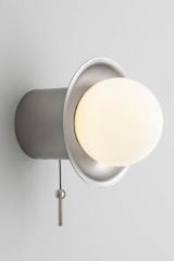 Janed retro silver wall light with pull cord. CVL Luminaires. 