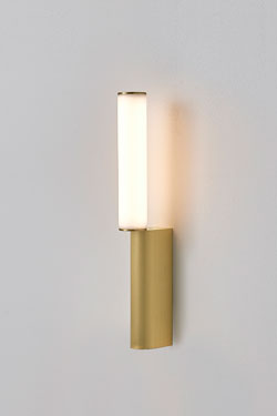 Signal 345 neon light fitting in tube and satin brass. CVL Luminaires. 