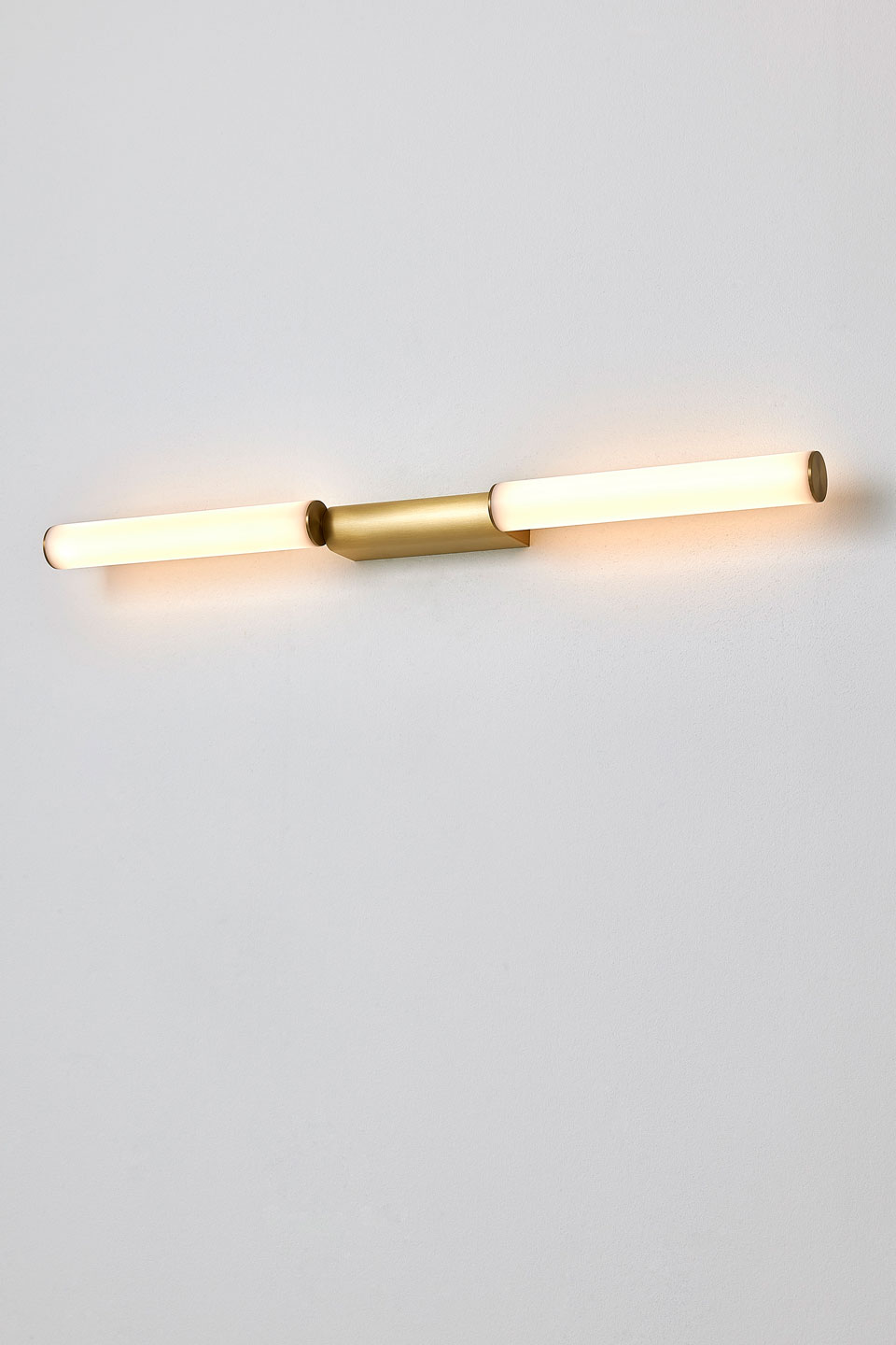 Signal 720 double neon wall light in satin brass. CVL Luminaires. 
