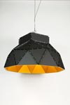 Apollo large black pendant light with gold interior. Dark. 