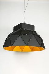 Apollo large black pendant light with gold interior. Dark. Apollo large black pendant light with gold interior. Dark.