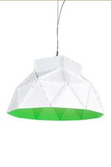 Apollo large white pendant lamp with green interior. Dark. Apollo large white pendant lamp with green interior. Dark.