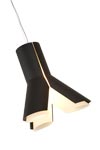 Boky, small black pendant lamp, white interior. Dark. 