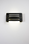 Organ black, rectangular and openwork wall light. Dark. 