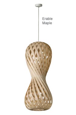 Swing pendant in the shape of an hourglass rounded maple wood slats height 70cm. Dreizehngrad 13°. 