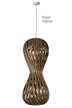 Swing pendant in the shape of an hourglass rounded maple wood slats height 70cm. Dreizehngrad 13°. 