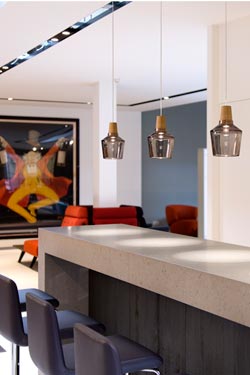 Industrial long pendant lamp in anthracite glass. Dreizehngrad 13°. 