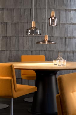Industrial long pendant lamp in anthracite glass. Dreizehngrad 13°. 