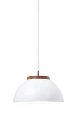 Dub pendant lamp in matt white aluminum and solid oak. Dreizehngrad 13°. 
